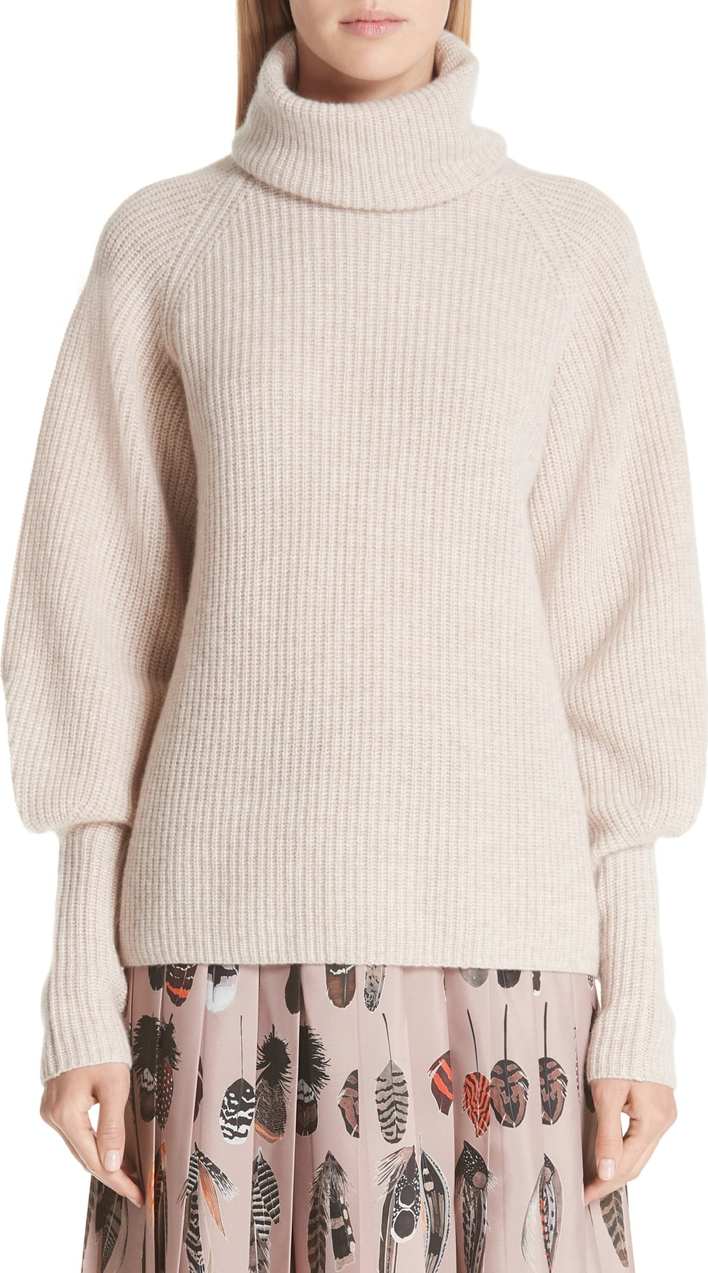 Altuzarra Cashmere Blouson Sleeve Turtleneck Sweater