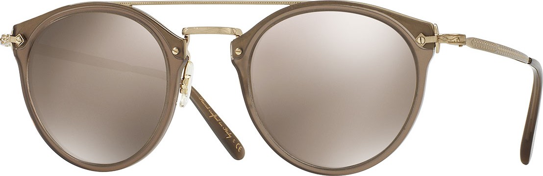 Oliver Peoples Remick Mirrored Brow-Bar Sunglasses, Taupe