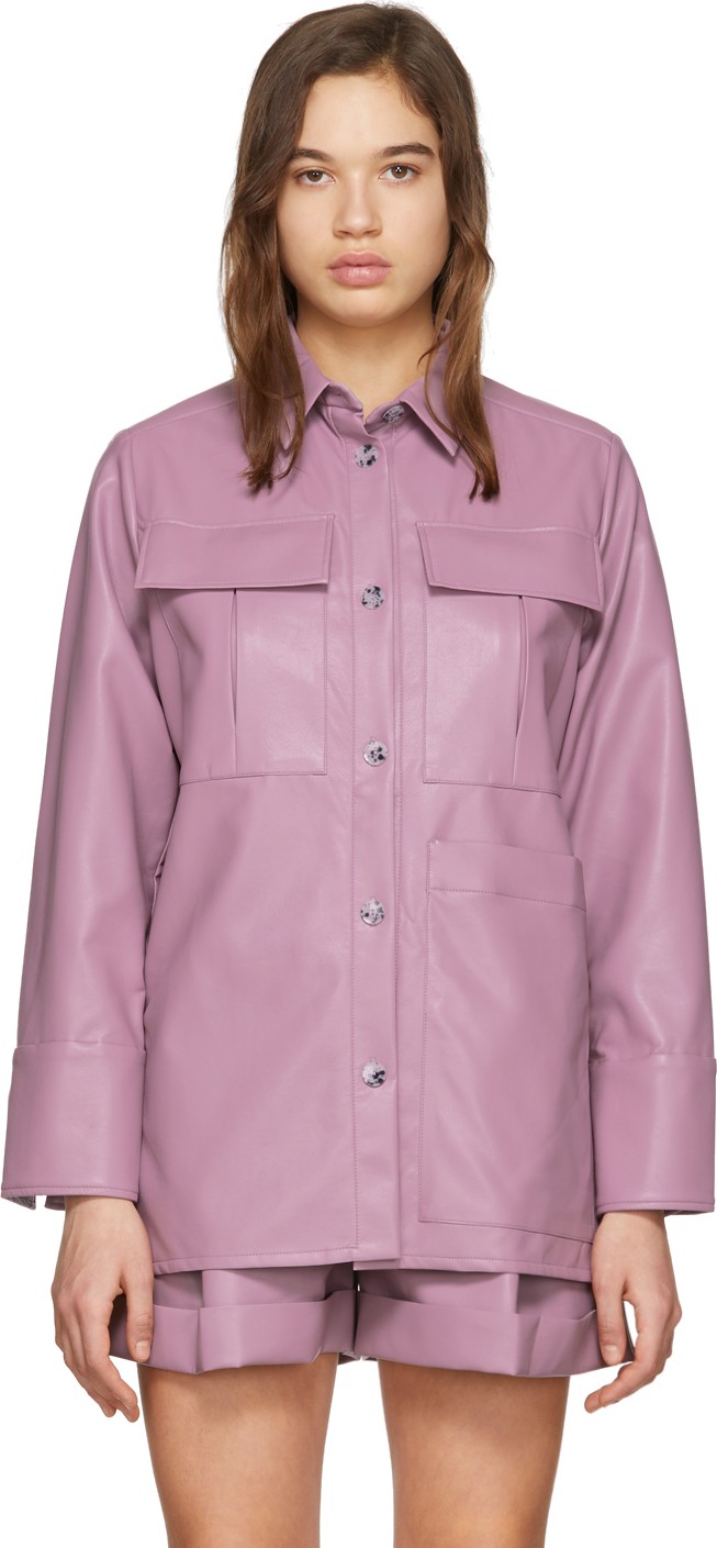 Aeron Purple Faux-Leather Blanche Shirt
