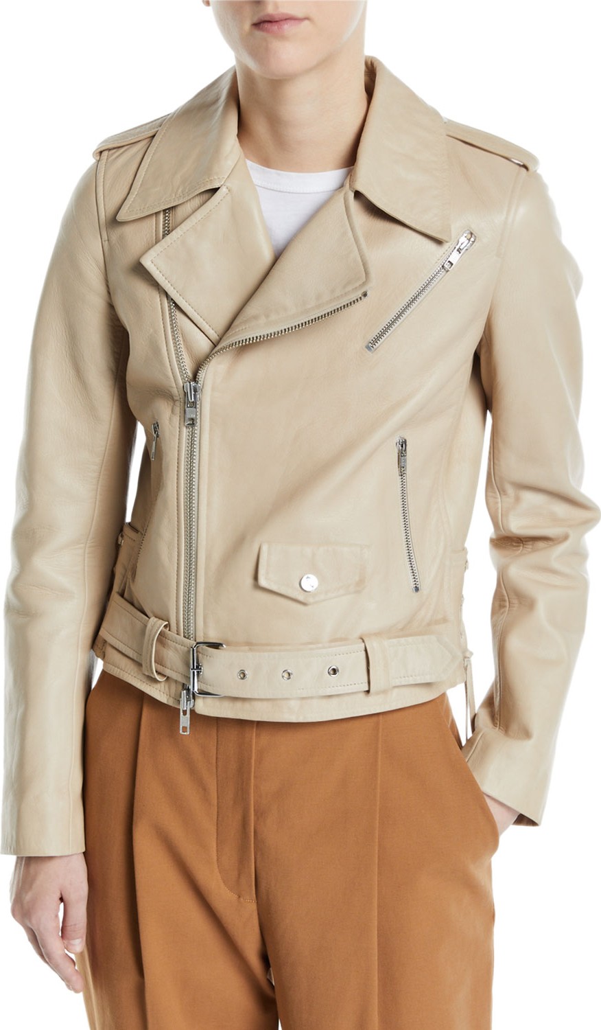 A.L.C. Dree Zip-Front Leather Moto Jacket