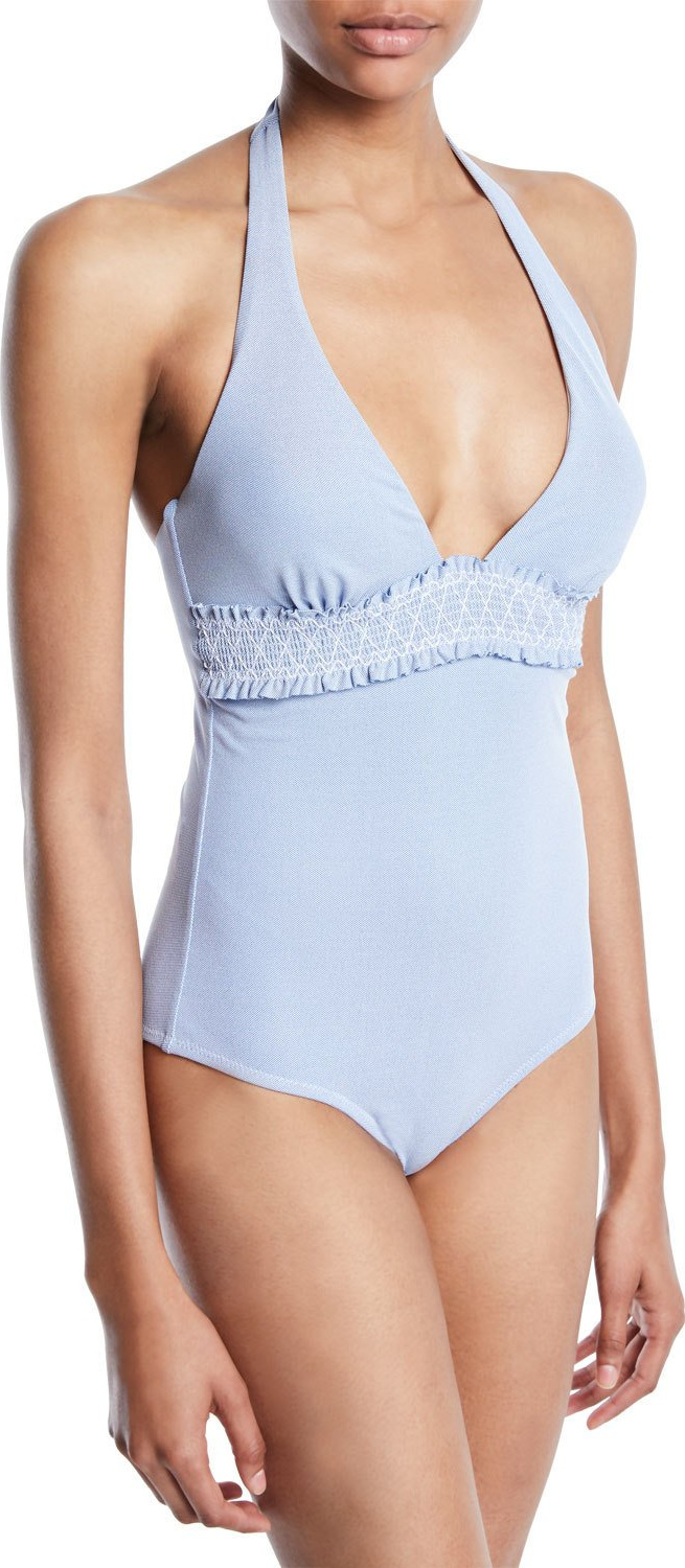 HEIDI KLEIN Cassis Smocked One-Piece Swimsuit
