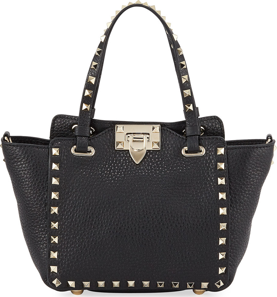 Valentino Rockstud Mini Vitello Leather Tote Bag