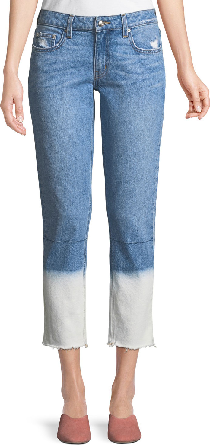 Derek Lam 10 Crosby Mila Mid-Rise Straight-Leg Ankle Jeans with Bleached Hem