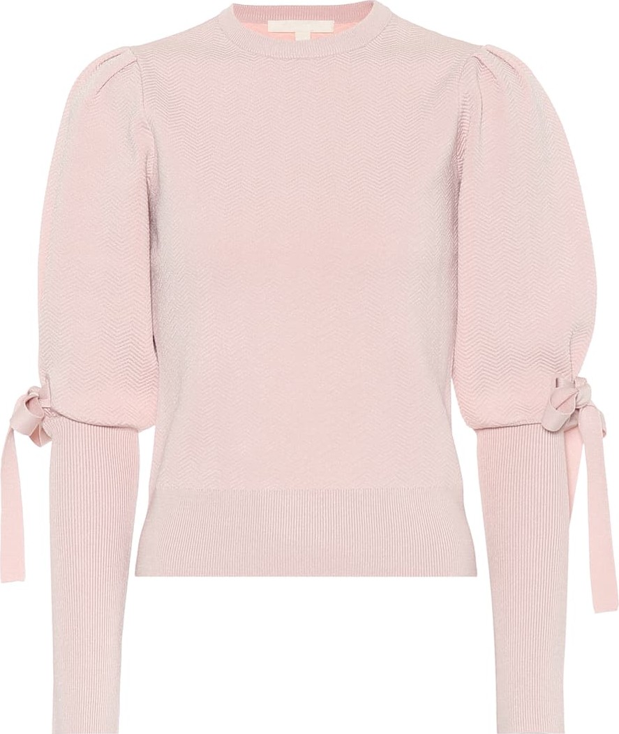 Jonathan Simkhai Jacquard knit puff-sleeve sweater