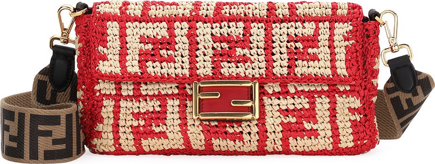 Fendi Baguette FF Raffia Shoulder Bag