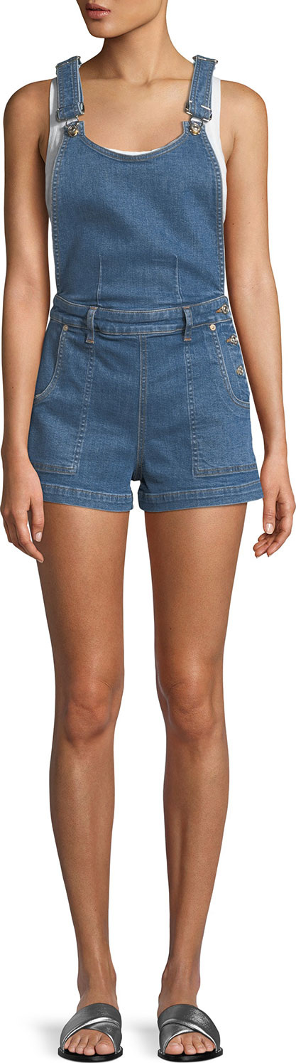 7 For All Mankind Side-Button Denim Shortalls