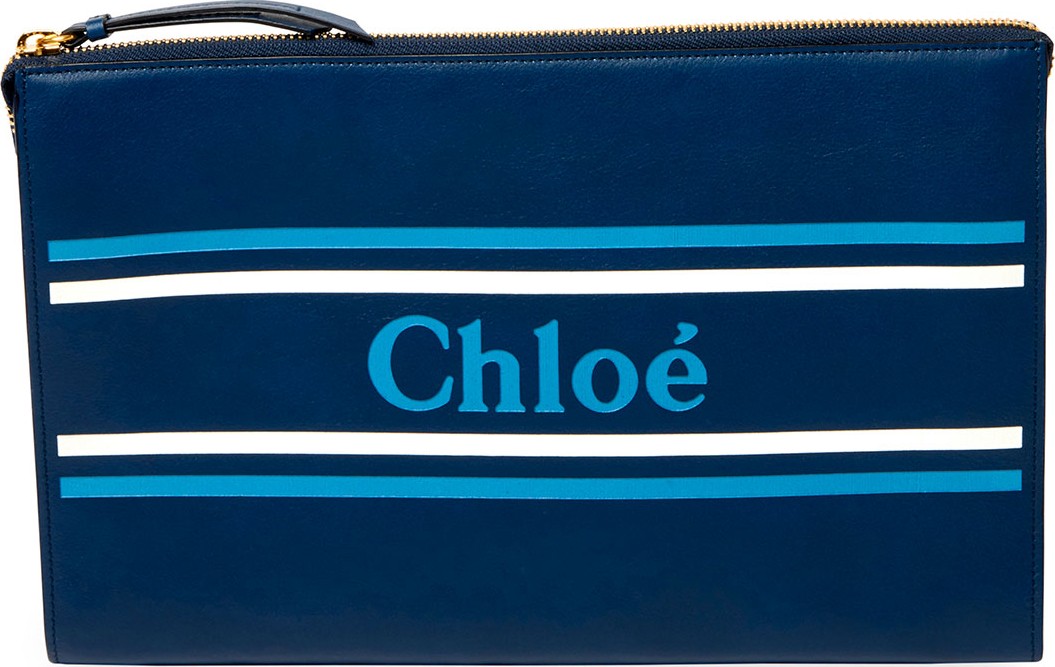 Chloe Large Zip Logo Clutch Bag
