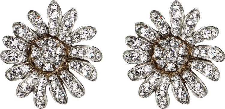 Ben-Amun Crystal Daisy Clip-On Earrings