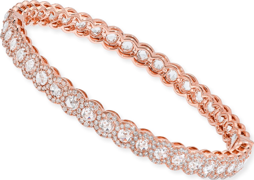 64 Facets 18k Rose Gold Scallop Diamond Bangle