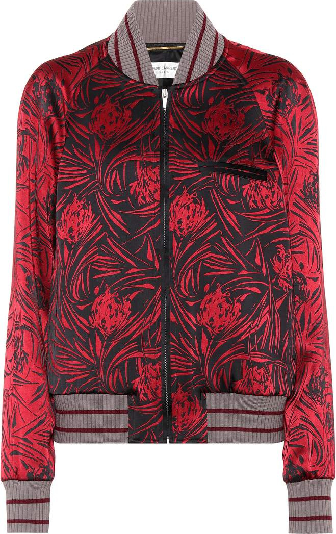 Saint Laurent Printed satin bomber jacket