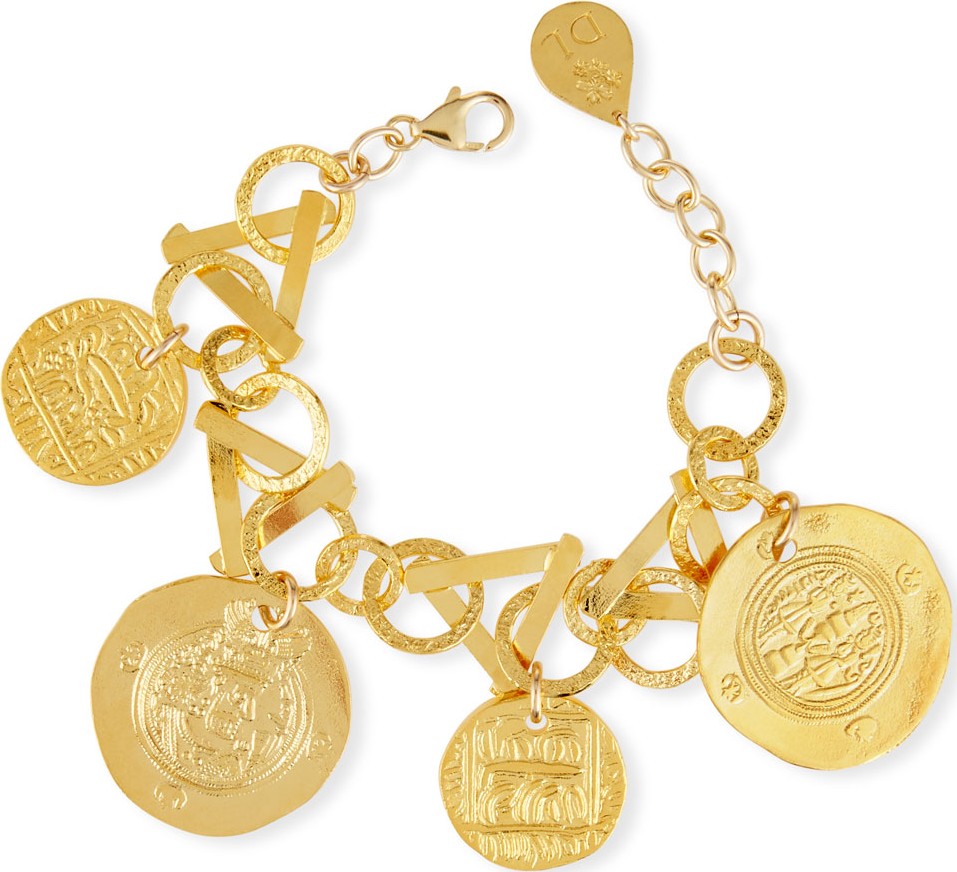 Devon Leigh Golden Coin Charm Bracelet