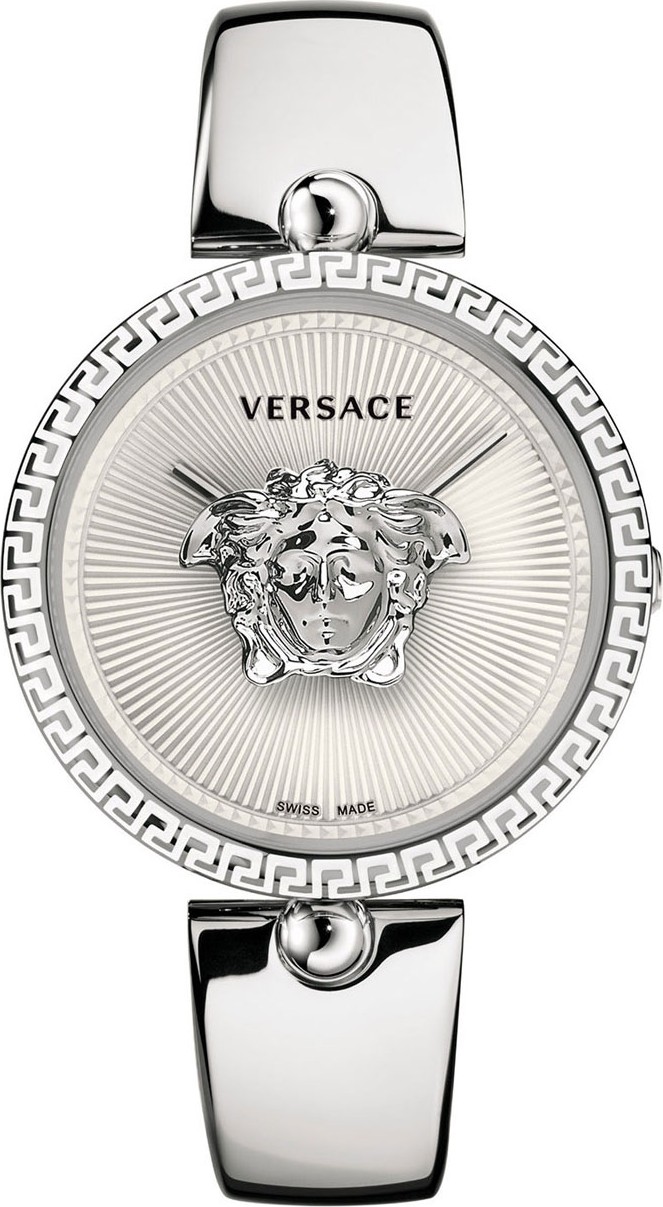 Versace 39mm Palazzo Empire Bangle Watch, White/Silver