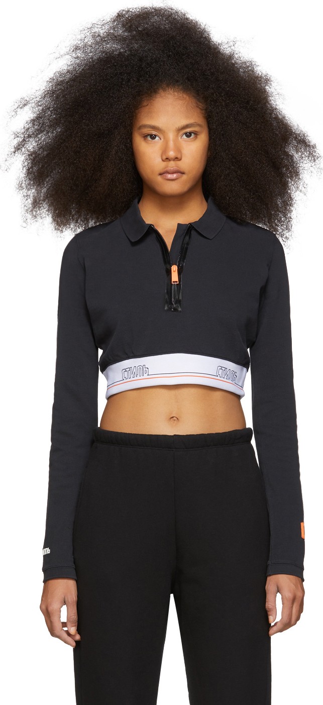Heron Preston Black Cropped Tape Polo