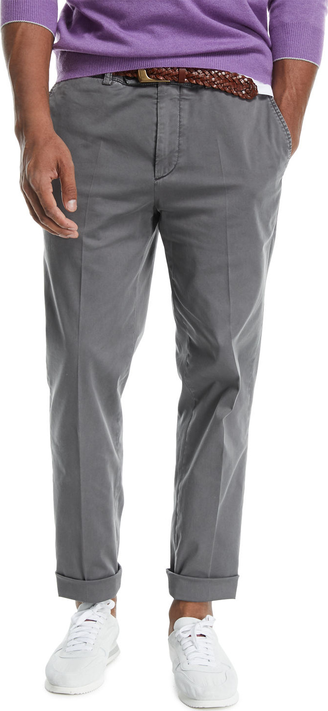 Brunello Cucinelli Flat-Front Twill Pants
