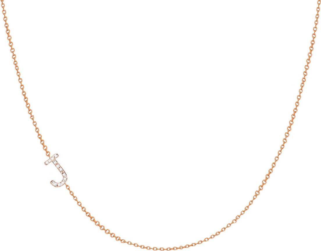 ZOE LEV Personalized Asymmetric Diamond Initial Necklace in 14K Yellow Gold