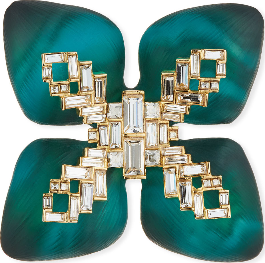 Alexis Bittar Teatro Modern Malachite Quadrifolia Pin