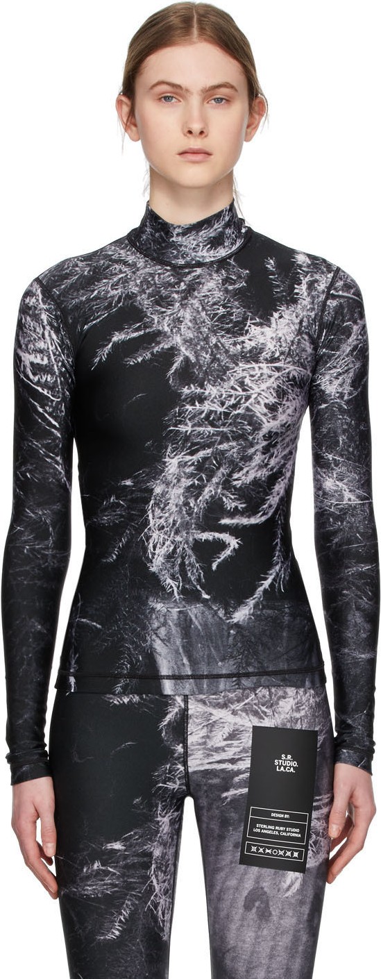 S.R. STUDIO. LA. CA. Black Fern Fitted Turtleneck