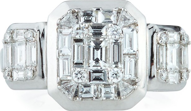 ZYDO 18k White Gold Invisible-Set Diamond Ring, Size 6.5