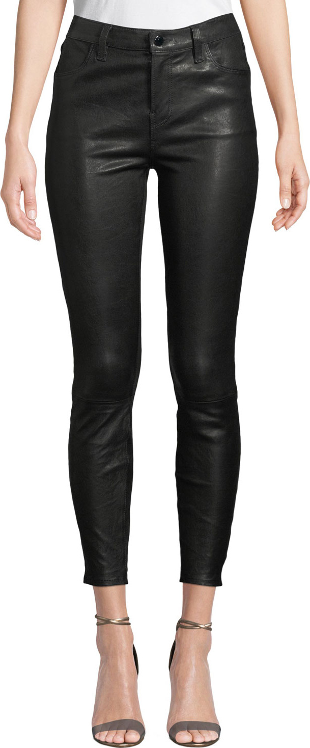 J BRAND Mid-Rise Leather Ankle Skinny Pants