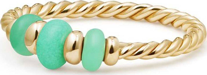 David Yurman 18k Gold Rio Rondelle Ring in Chrysoprase, Size 7
