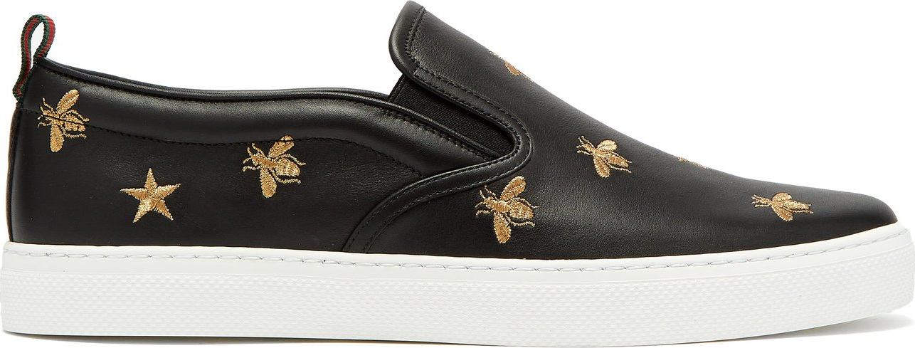 Gucci Dublin embroidered-leather slip-on trainers