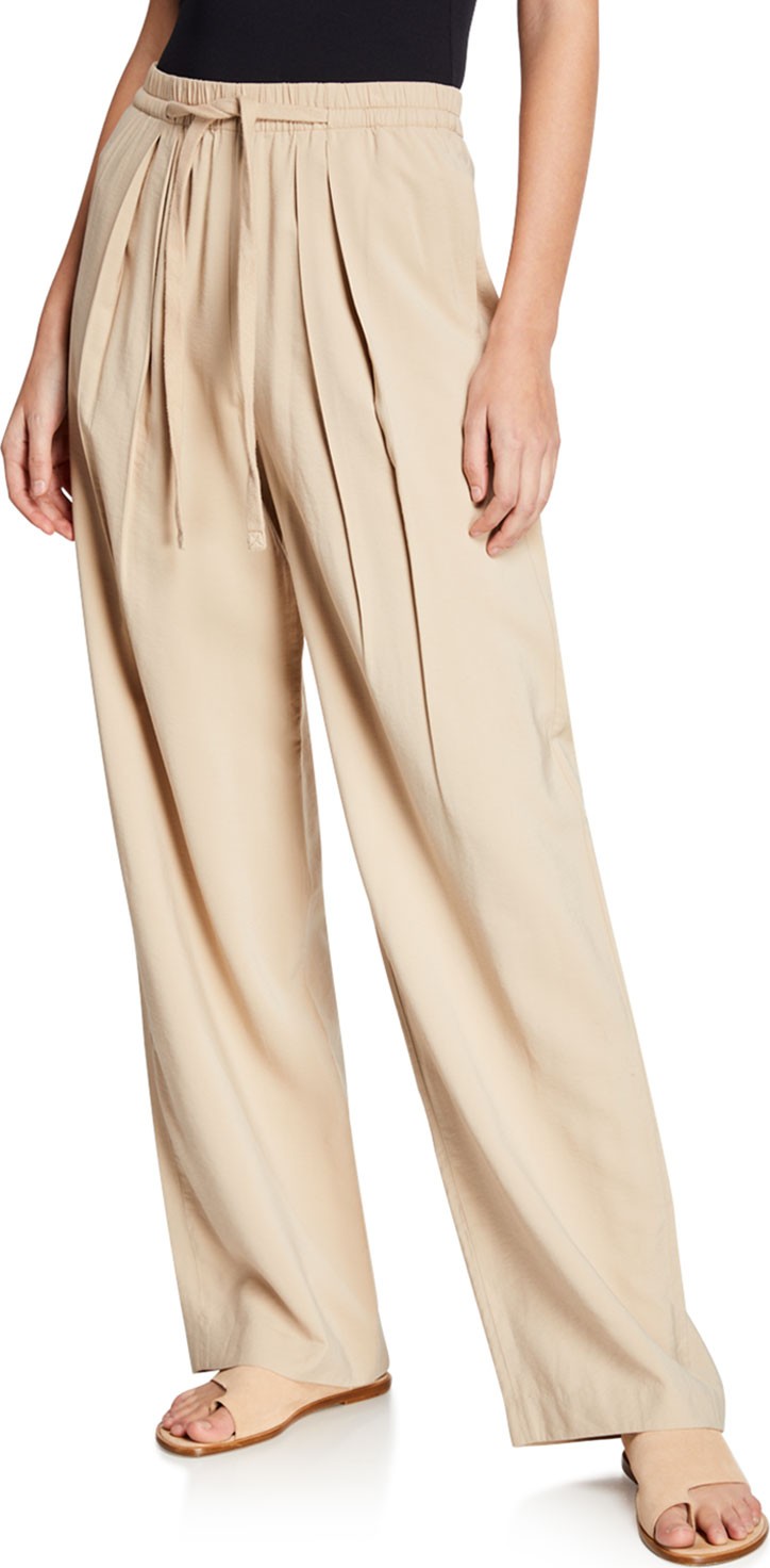 Vince Pleated Wide-Leg Pull-On Pants