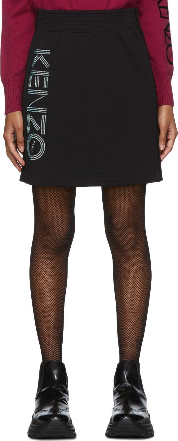 KENZO Black Glitter Sport Logo Miniskirt