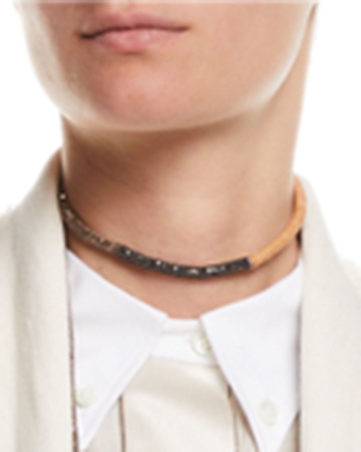 Brunello Cucinelli Monili and Leather Wrap Necklace