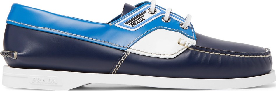 Prada Colour-Block Leather Boat Shoes