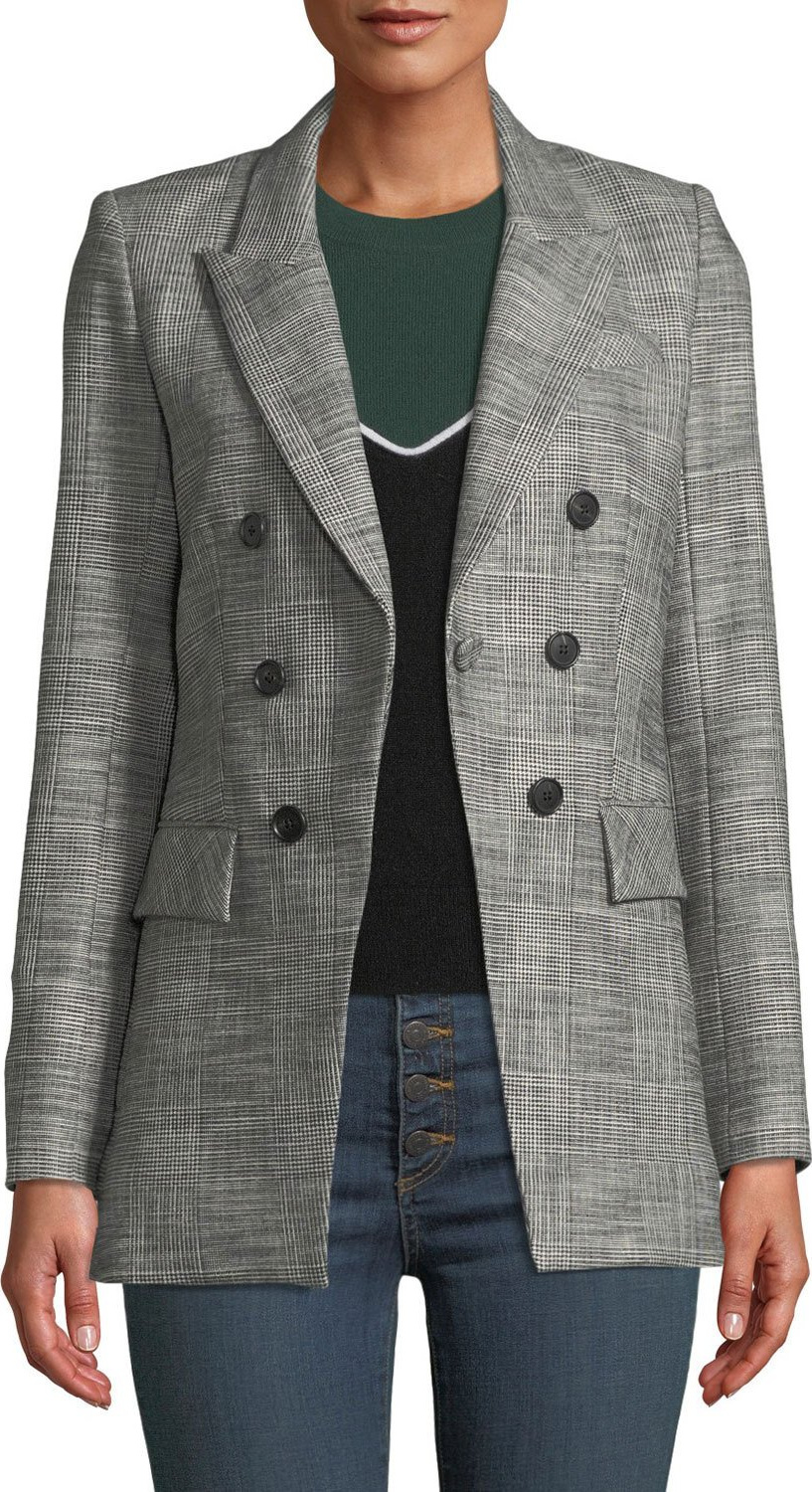Veronica Beard Fortuna Check Single-Button Dickey Jacket