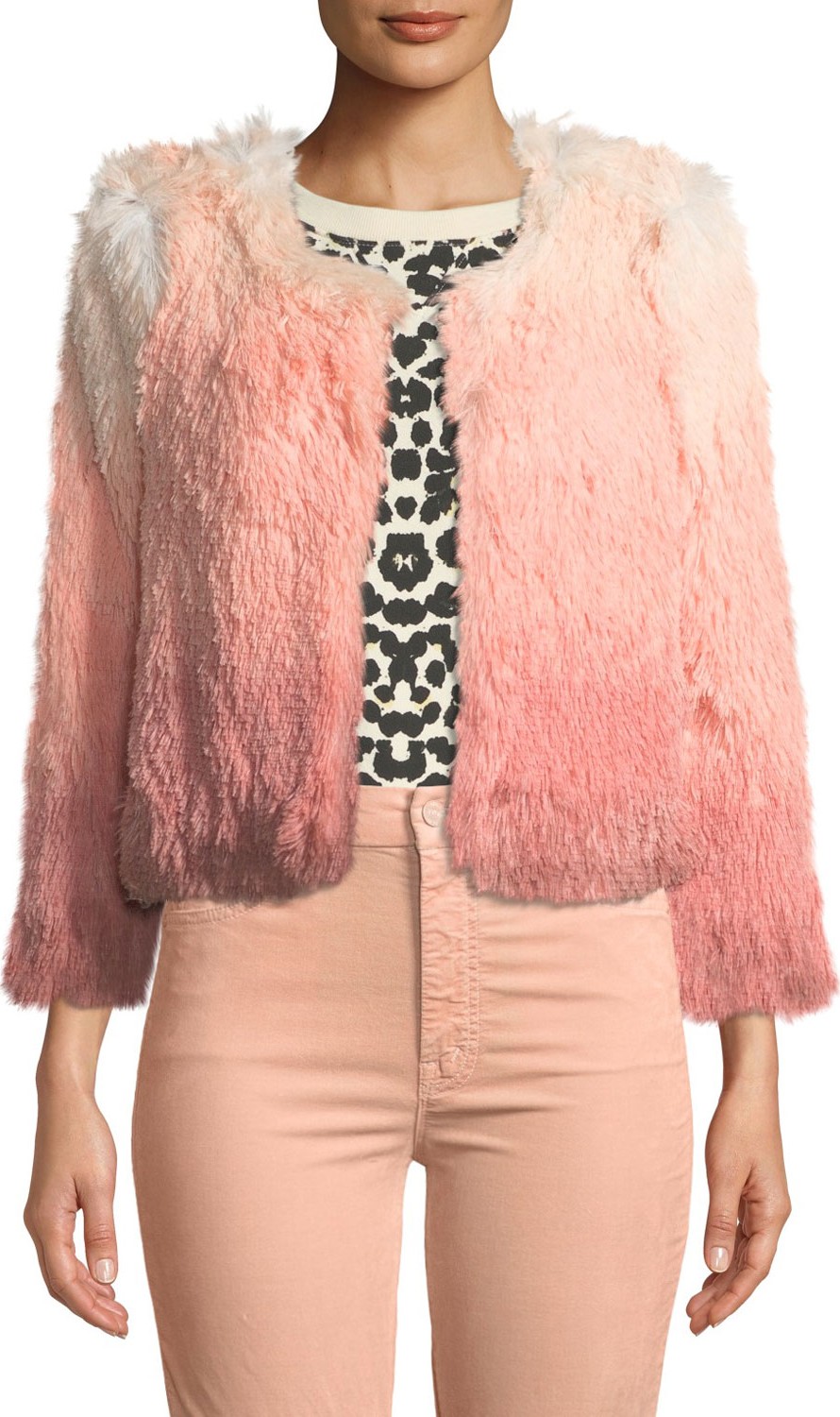 MOTHER The Boxy Shaggy Ombre Cropped Jacket