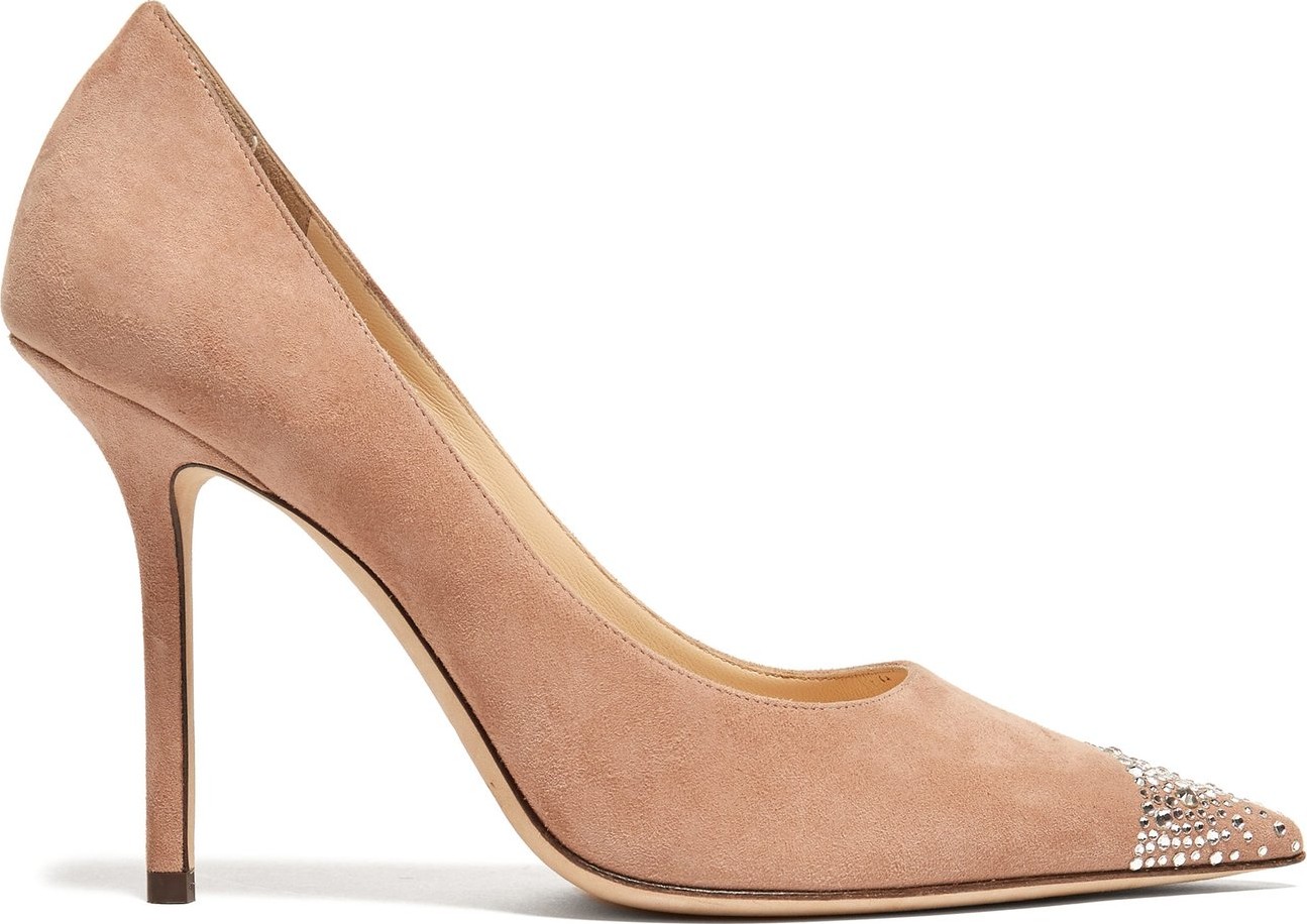 Jimmy Choo Love 100 suede and crystal pumps