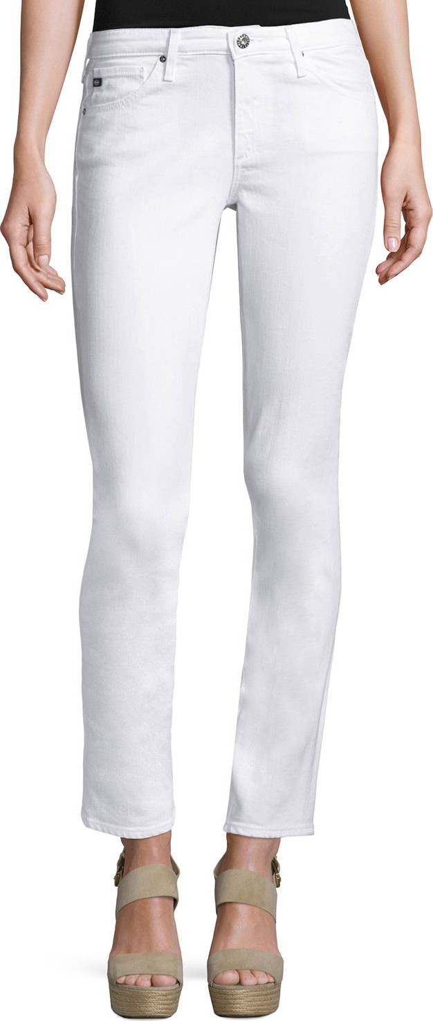 AG Jeans Prima Mid-Rise Cigarette Jeans, White