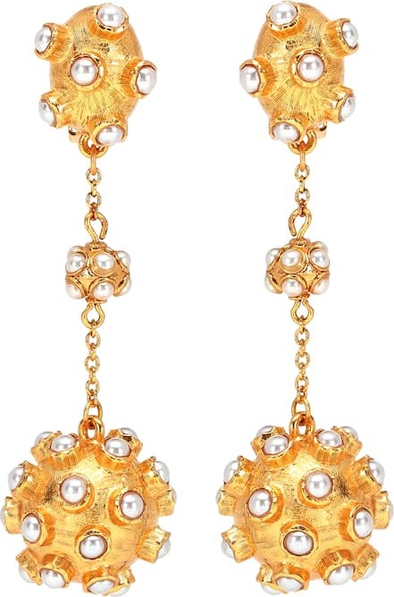 Oscar De La Renta Cabochon ball clip-on earrings
