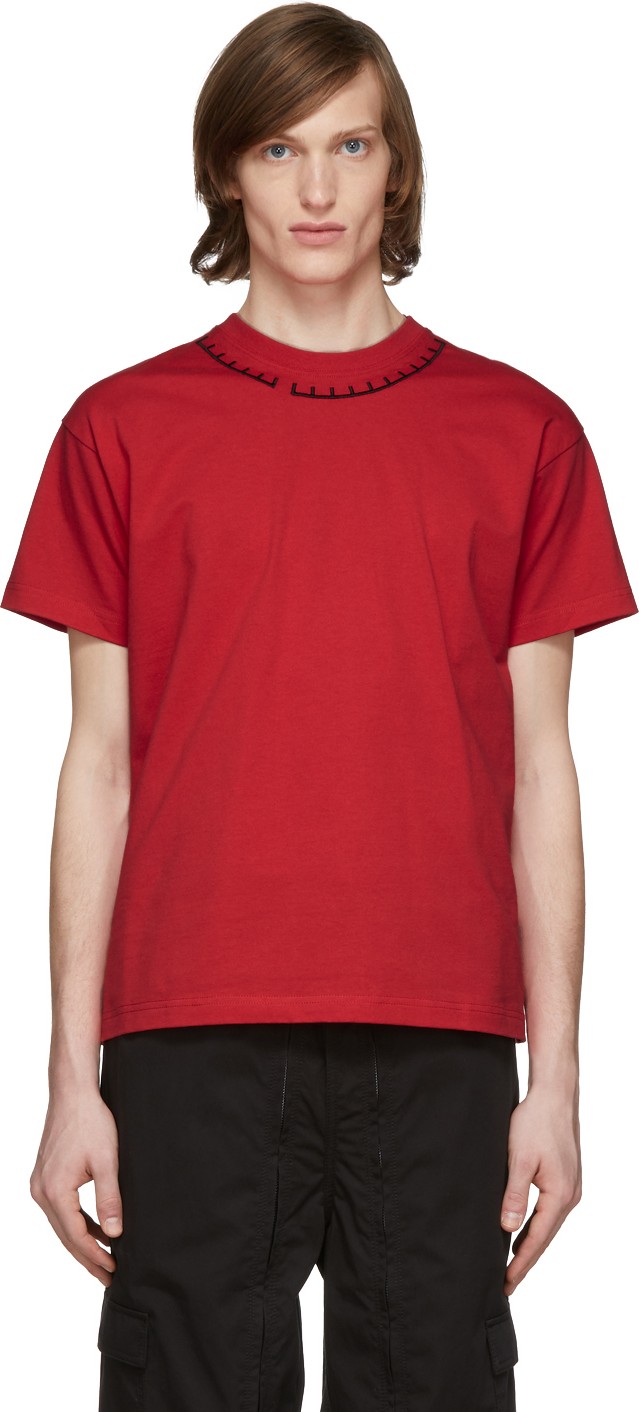 Random Identities Red Embroidered T-Shirt