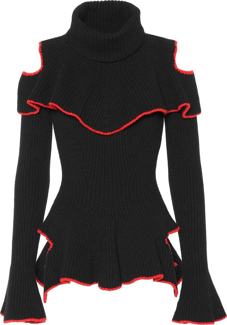Alexander McQueen Ruffled wool and cashmere sweater