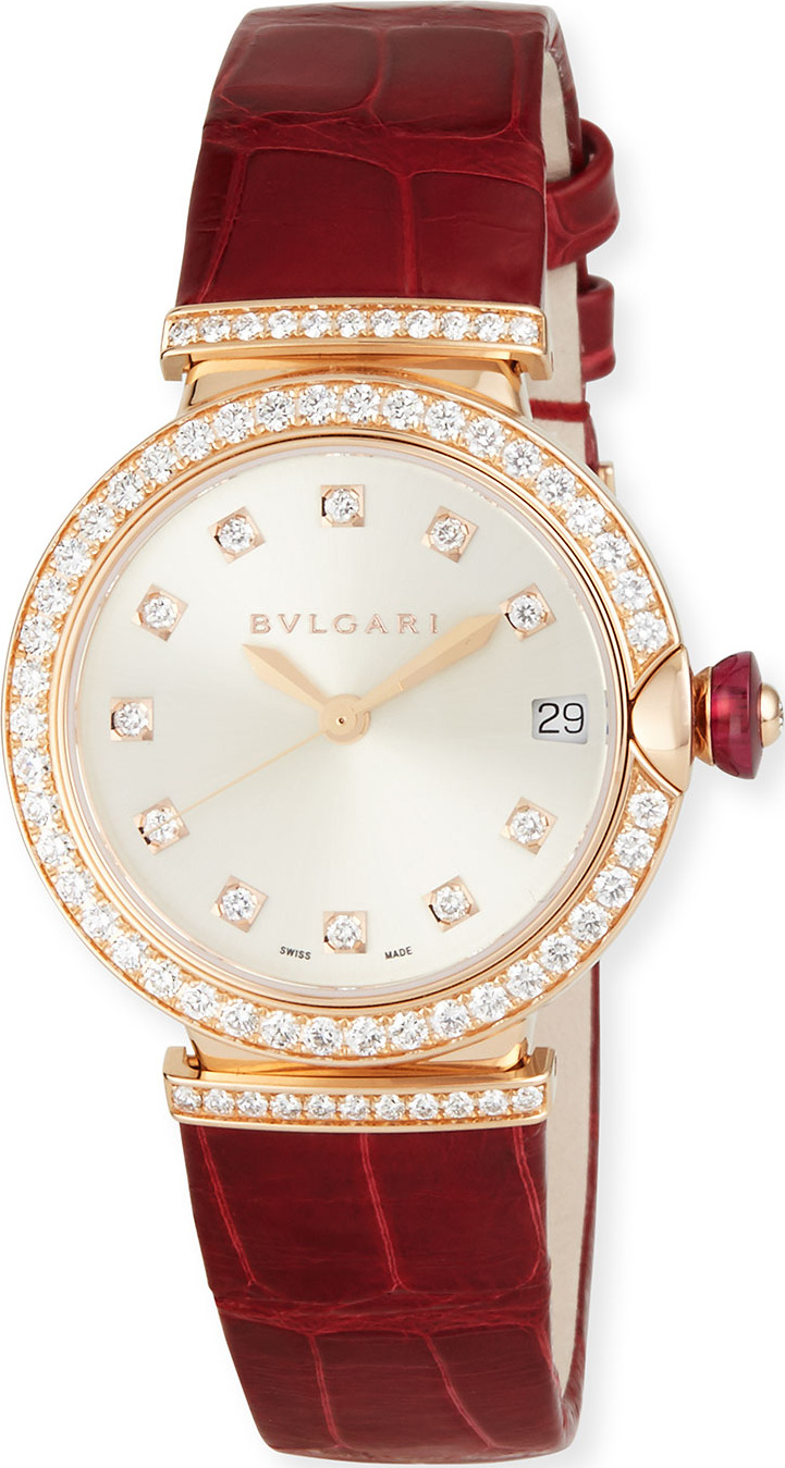 BVLGARI 33mm LVCEA 18K Pink Gold Watch