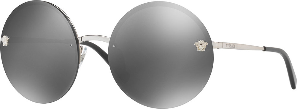 Versace Rimless Round Mirrored Sunglasses, Gray