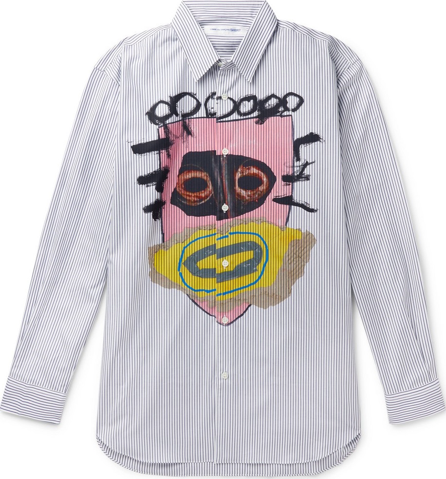 Comme Des Garcons Printed Striped Cotton-Poplin Shirt