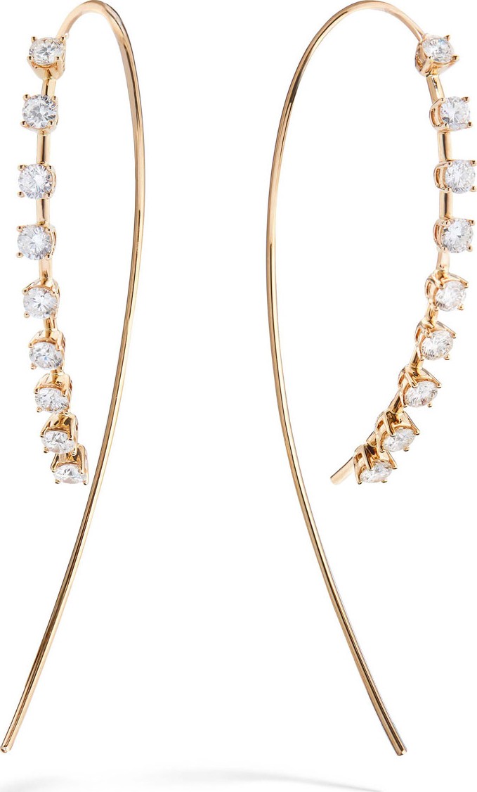 Lana Solo 14k Gold Large Diamond Upside Down Earrings