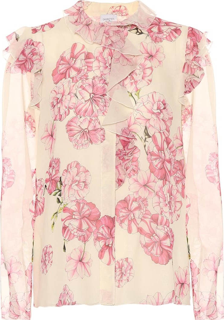 Giambattista Valli Floral-printed silk top