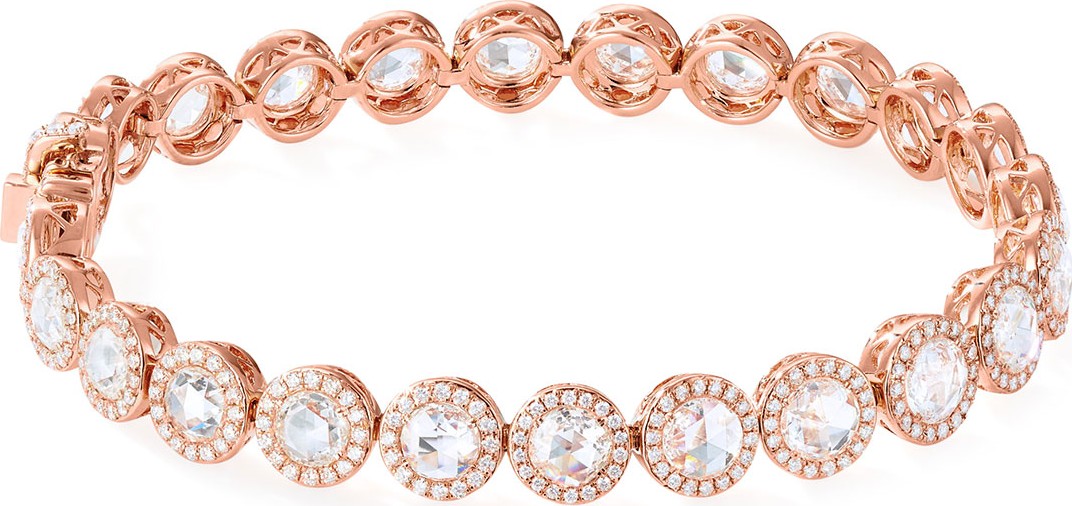 64 Facets 18k Rose Gold Scallop Diamond Tennis Bracelet