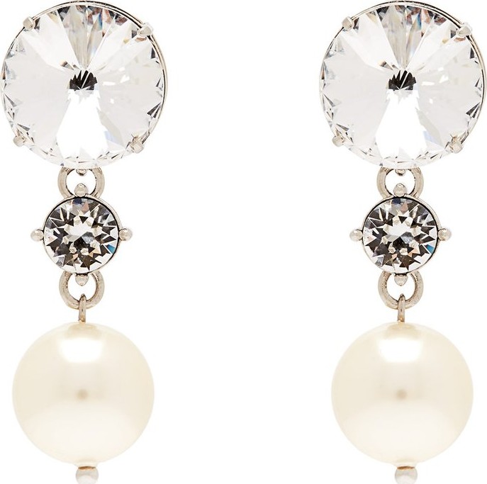 Miu Miu Crystal and faux-pearl drop clip-on earrings