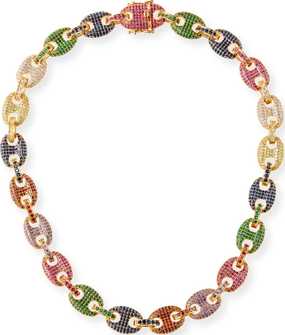 Fallon Toscano Pave-Link Necklace  Multicolor