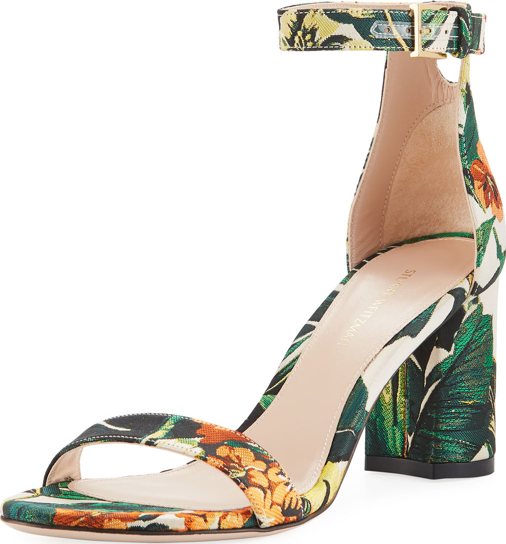 Stuart Weitzman 75LESSNUDIST Botanic Jacquard City Sandal