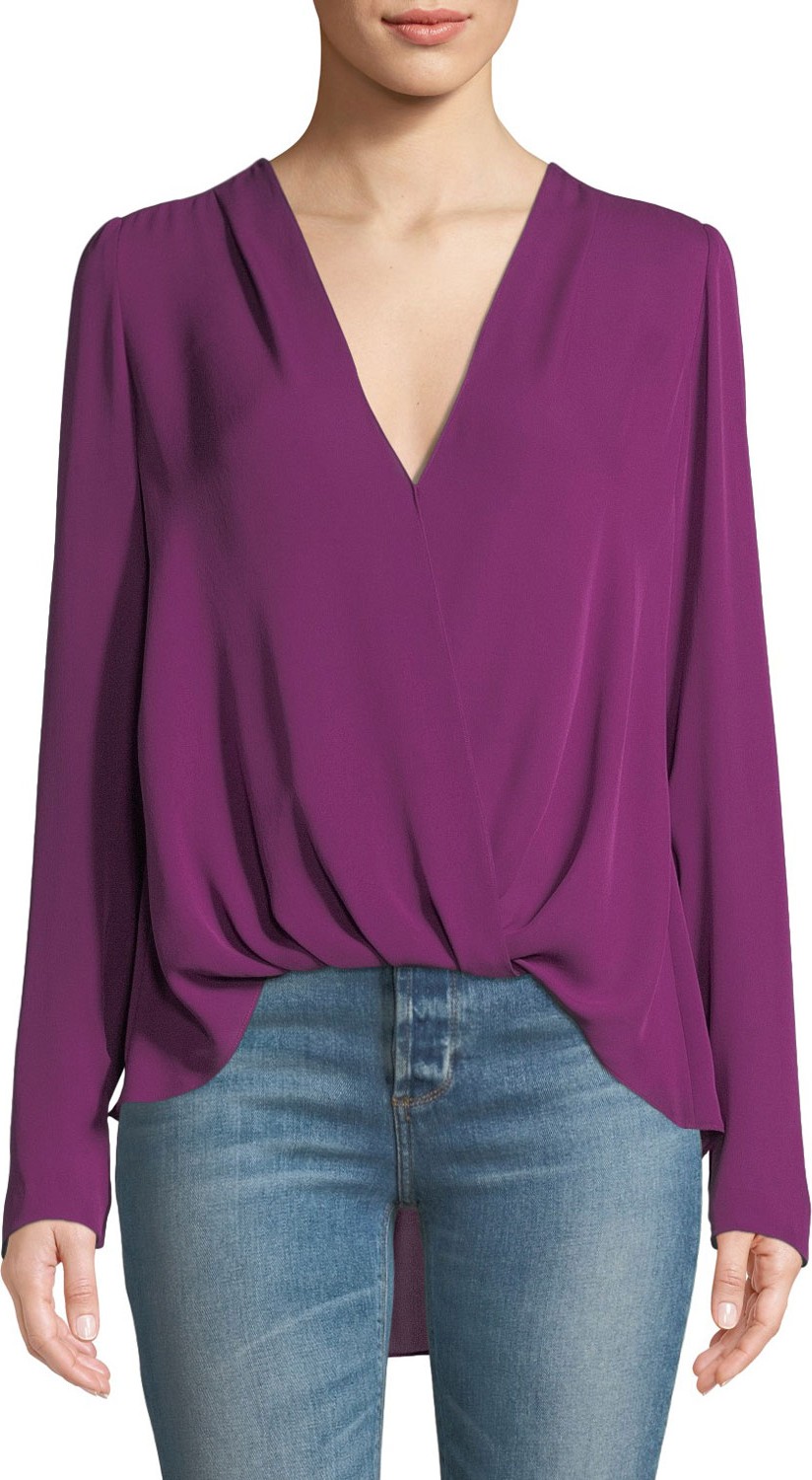 A.L.C. Harmon Draped V-Neck Silk Top