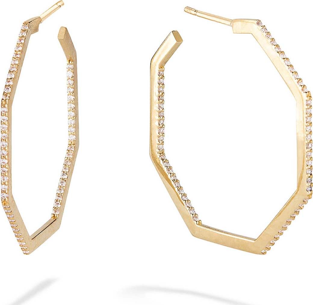 Lana 14k Gold & Diamond Hexagon Hoop Earrings