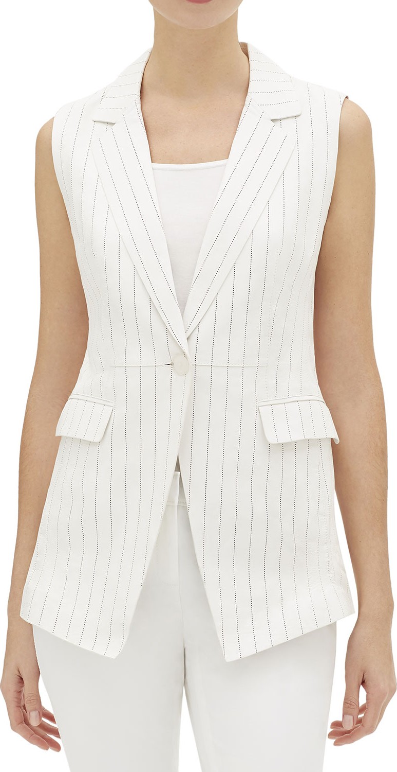 Lafayette 148 New York Vanya Glove Striped Lambskin Vest