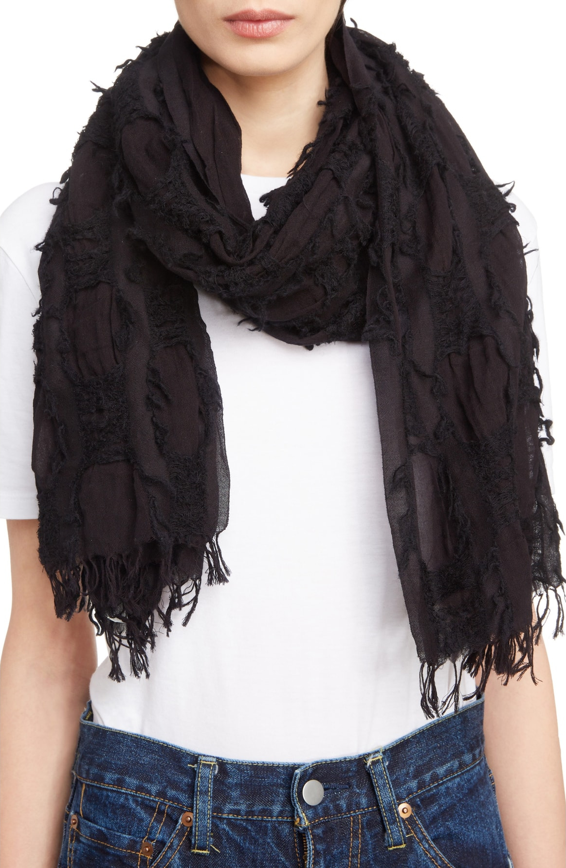 Y's By Yohji Yamamoto Ys by Yohji Yamamoto Cut Cotton & Wool Scarf