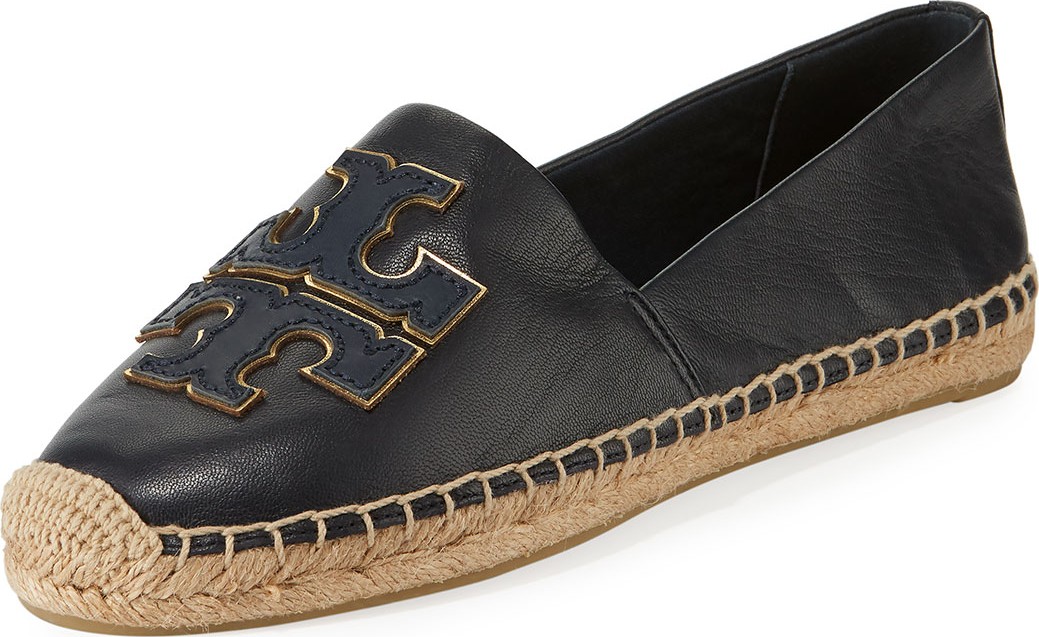 Tory Burch Ines Flat Leather Logo Espadrilles